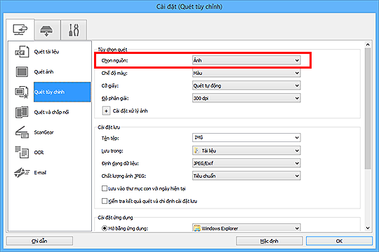 hình: Hộp thoại Cài đặt
